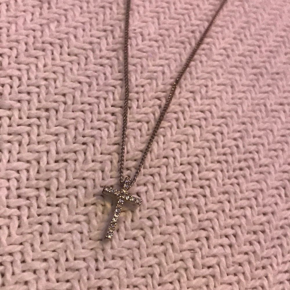 Silver Diamond Cross Necklace